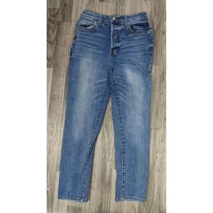 Forever 21 Womens Size 28 Skinny Button Fly Whiskered‎ Denim Blue Jeans